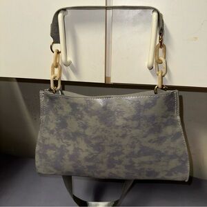Gray Shoulder Bag with Gold Hardware and Adjustable Straps